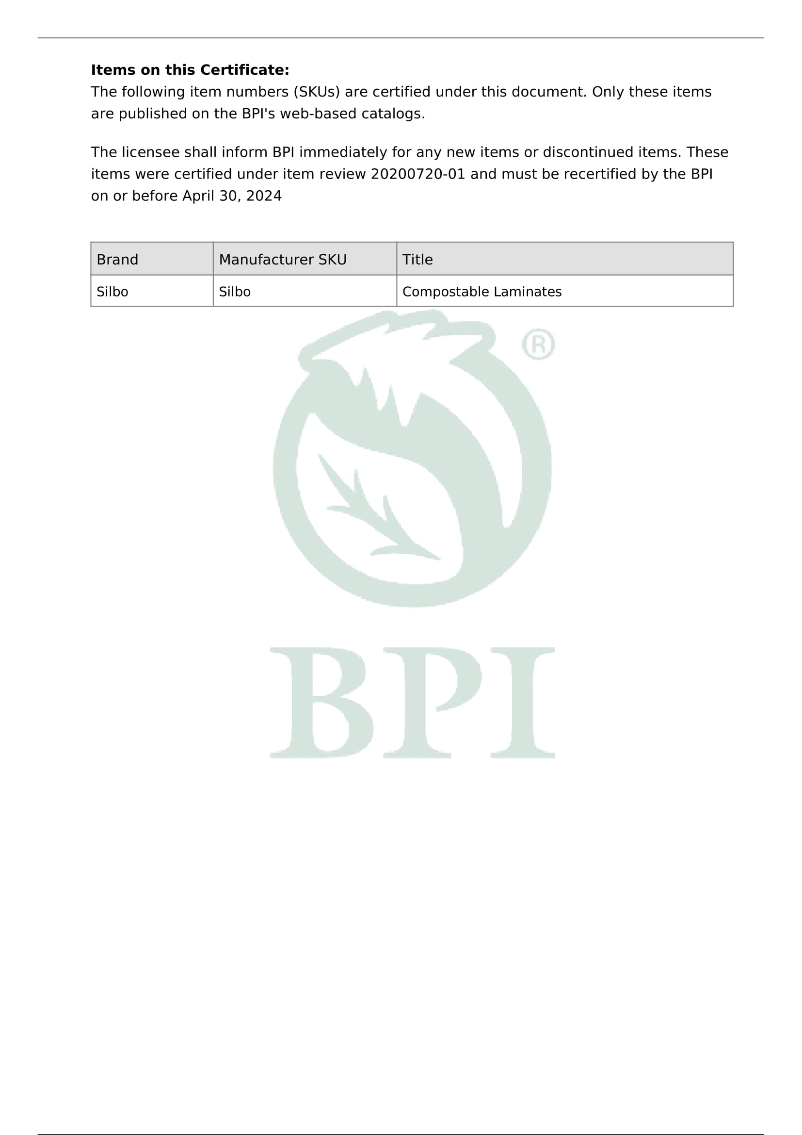 Certyfikat BPI